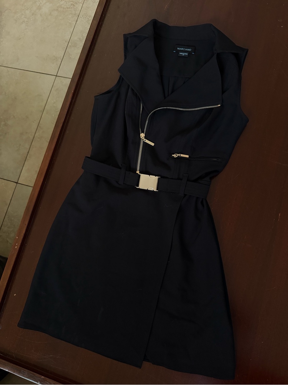 Marciano Black Belted Moto Dress